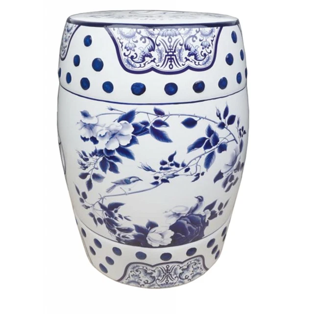 Blau Keramik Hocker orientalisch chinesisch weiß Porzellan Hocker Tisch M11926S
