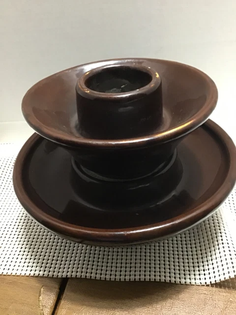 Vintage SBT Large  2 tier Glazed Porcelain Brown Insulator garden 7