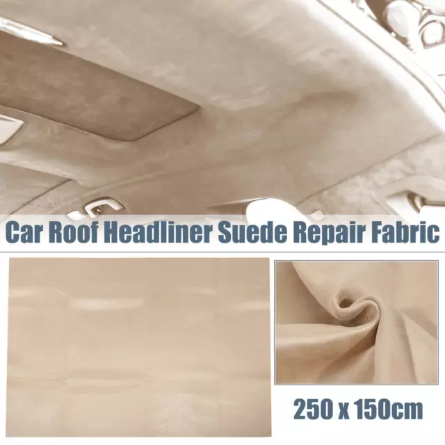 Suede Headliner Fabric 98"x60" Foam Backed for Car Interior Roof Repair Beige