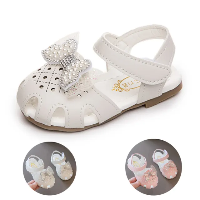 Sandali piatti fiocco perla neonati scarpe estive pantofole principessa