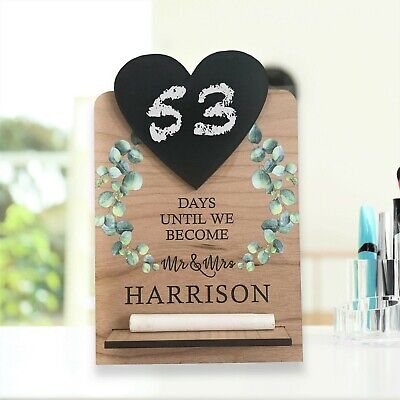 Personalised Wedding Countdown Sign, Engagement Gift for Mr & Mrs, Chalk Plaque