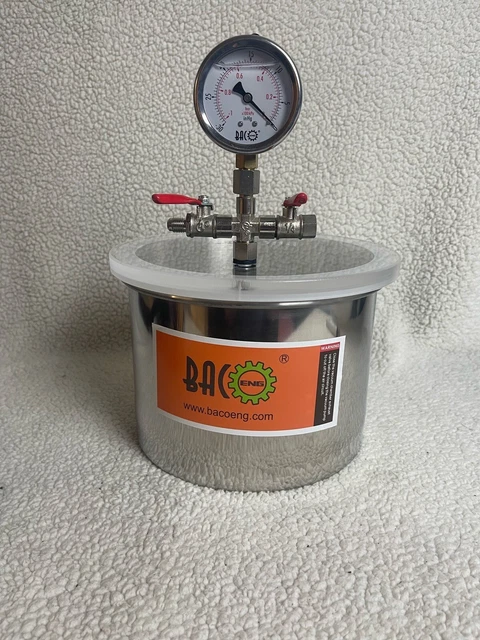 BACOENG 1.5 Gallon Stainless Steel Flat Vacuum Chamber Silicone READ