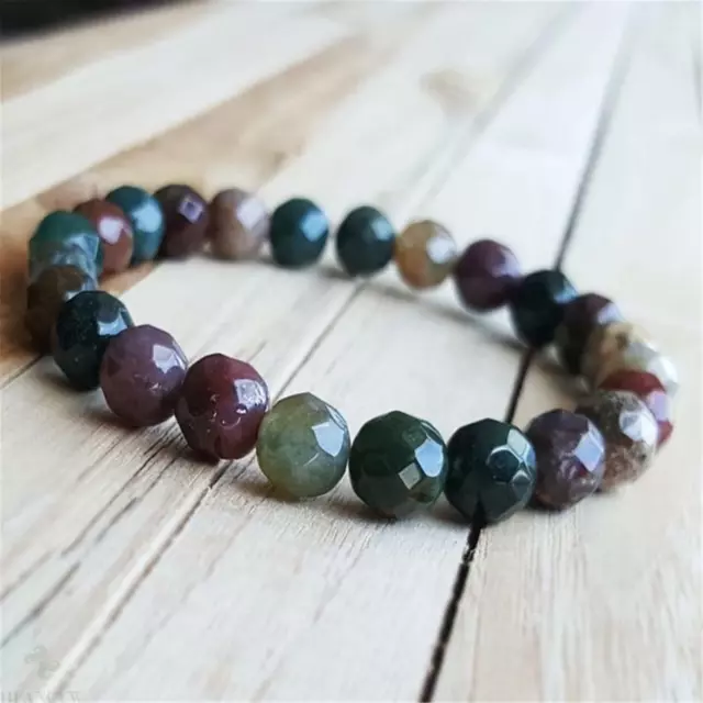 8mm Faceted Jade Beads Handmade Mala Bracelet Bangle Retro Meditation Religious
