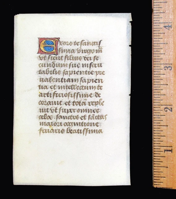 c. 1500 MEDIEVAL BOOK OF HOURS LEAF, FRANCE, ILLUMINATED MANUSCRIPT on VELLUM c. 1500 MEDIEVAL BOOK OF HOURS LEAF, FRANCE, ILLUMINATED MANUSCRIPT on VELLUM