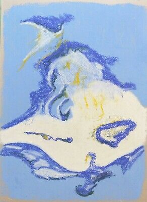 Pastel art abstrait bleu Peinture abstraite bleue Vague blanche mer marine écume