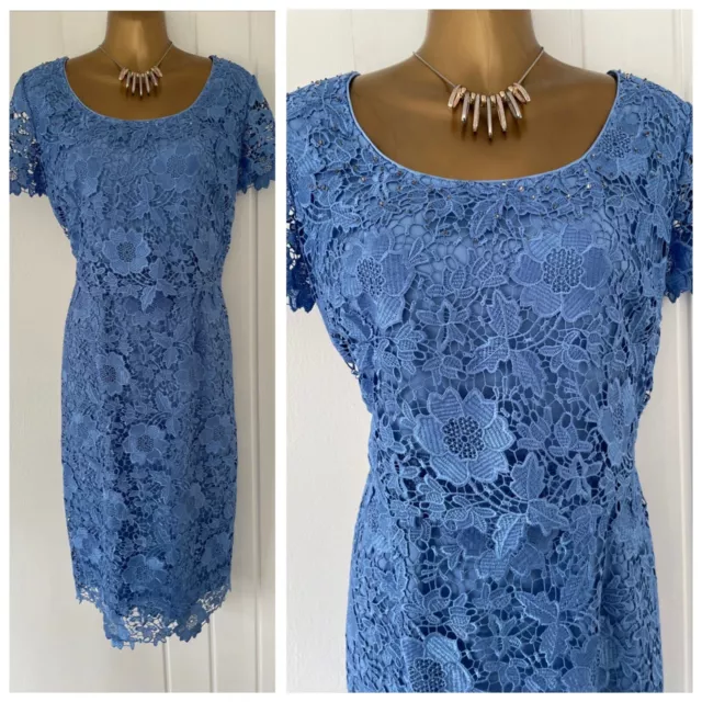 Jacques vert dress size 14 blue Lace Mother Of The Bride Wedding Party Cruise