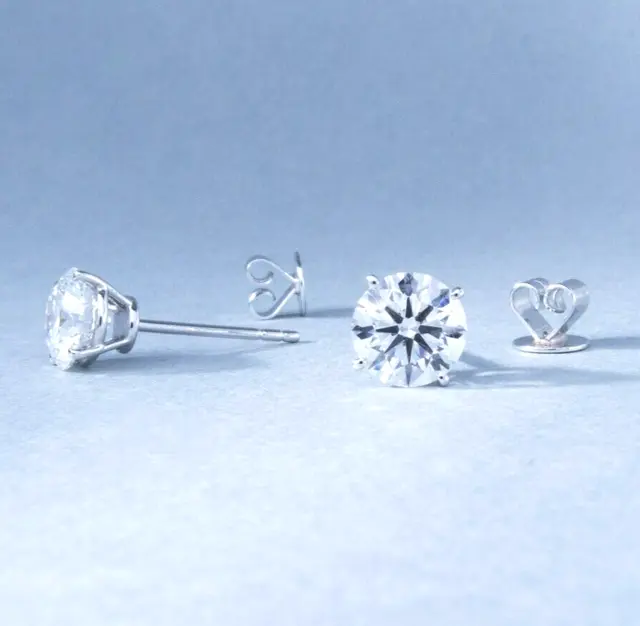 Rare 10 Ct Certified Treated Off White Diamond Solitaire Studs in 925 Silver