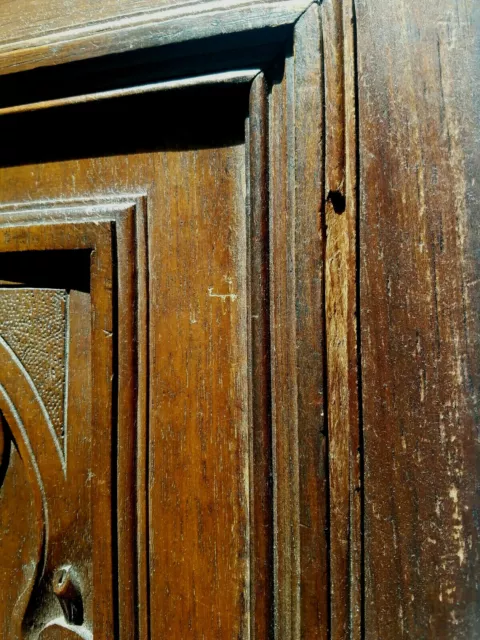 French Antique Carved Architectural Panel Door Solid Walnut fruit garland shabby 6