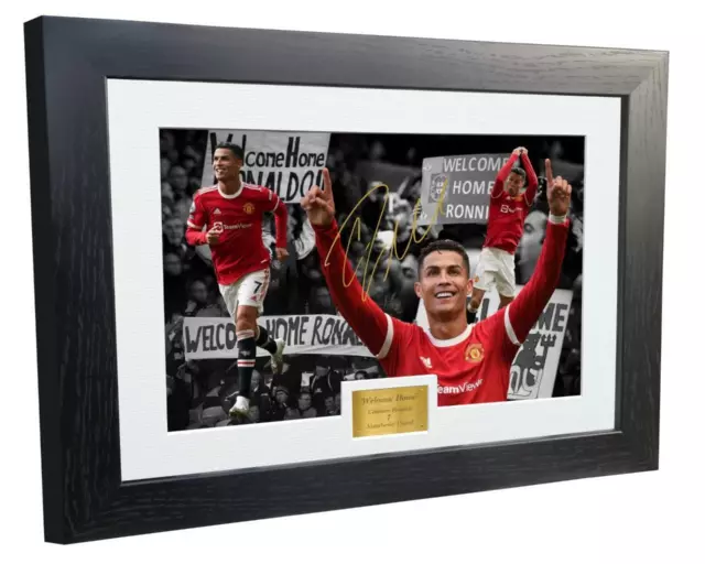 Signed WELCOME HOME Cristiano Ronaldo Manchester United Photograph Picture Frame