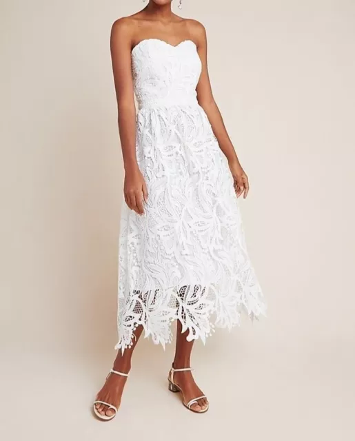 Shoshanna White Eyelet Crochet New NWT Lace Strapless Dress Wedding 2