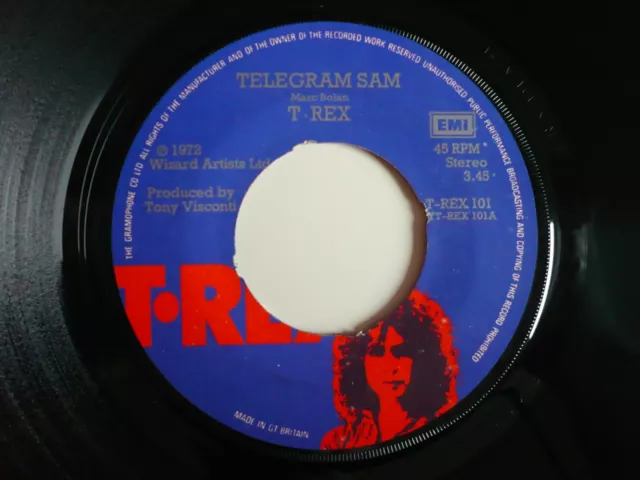 Marc Bolan & T. Rex Telegram Sam 7" Vinyl UK 1972 EMI 1st Press AII/BII Single