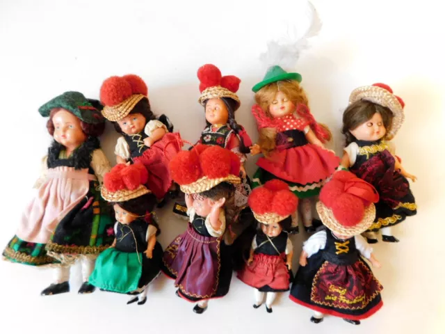12) BLACK FOREST GIRLS Small Well Preserved DOLLS Bundle for the DOLLHOUSE