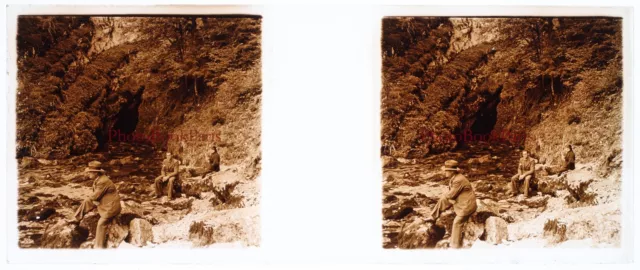 FRANCE Family Holidays c1930 Photo Glass Plate Stereo Vintage P29L5n5 2