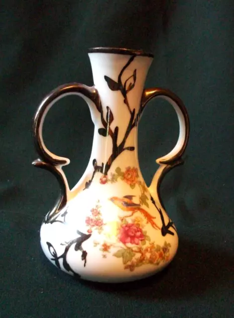 SMALL VINTAGE  SPANISH  ARTLYNS BUD VASE WITH HANDLES ( 5 ins Tall )