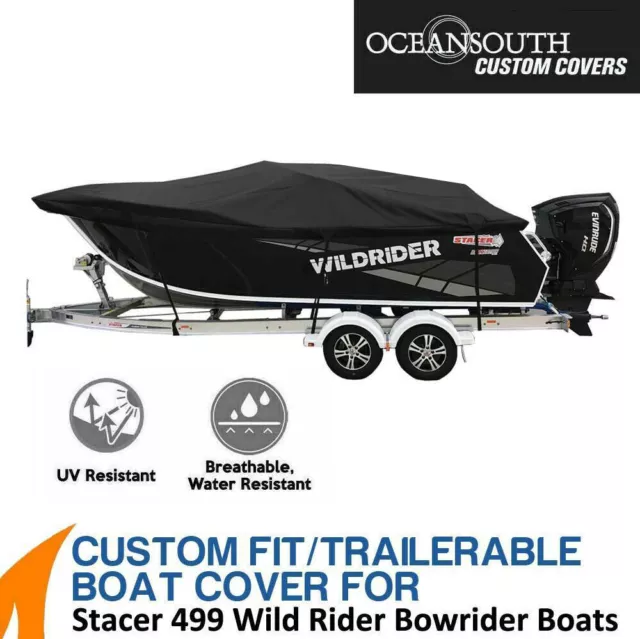 Oceansouth Custom Fit Boat Cover for Stacer 499 Wild Rider Bowrider Boats