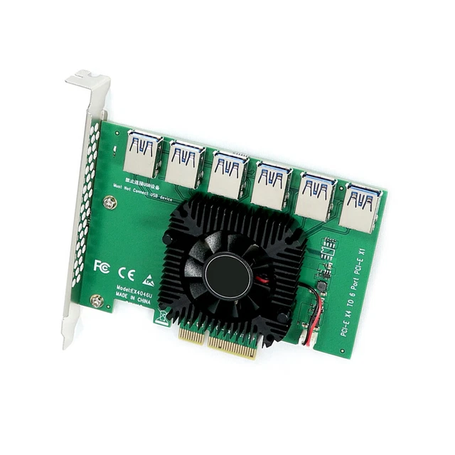 For Miner Mining PCIE 1 to 6 PCI Express X4 20Gb 1 to 6 Riser Card Adapter 1x