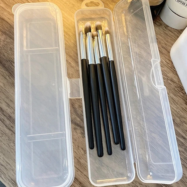 1 pieza caja de almacenamiento transparente de plástico rectangular estuche cepillo de estrás para uñas q