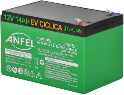 AGM BATTERIA PER VEICOLI A MOTORE AGM 6-DZM-14 12V 14AH CICLICA dimensioni come 12AH 