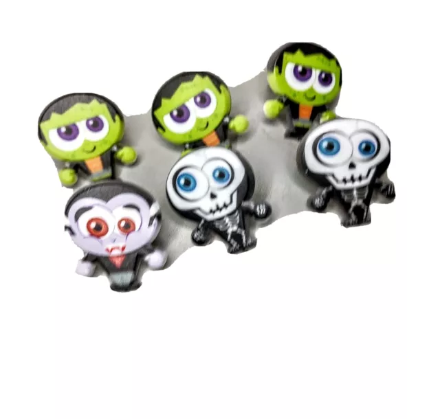 Set of 6 Monster Cake Cupcake Topper Frankenstein Rings Halloween Party Supply