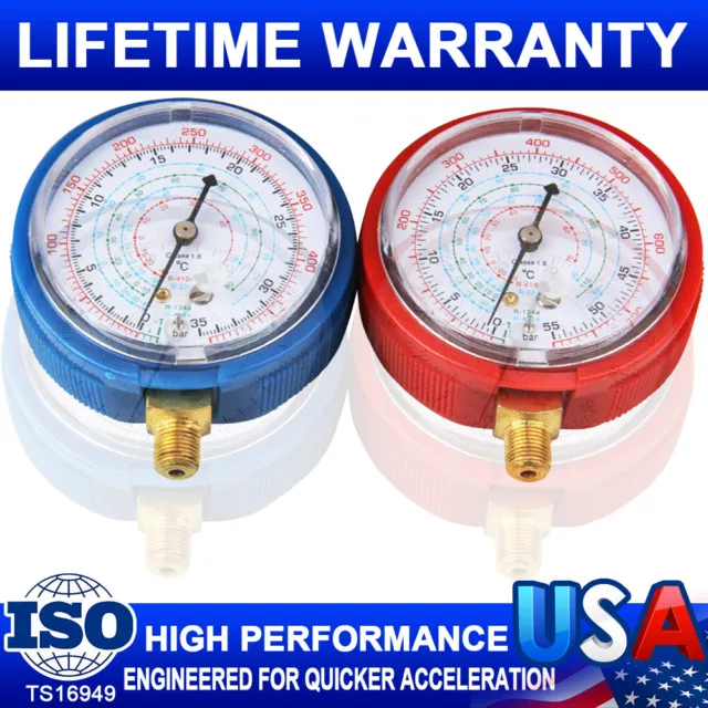 2PACK REPLACEMENT MANIFOLD GAUGES Refrigeration HIGH AND LOW SIDE RED& BLUE Tool