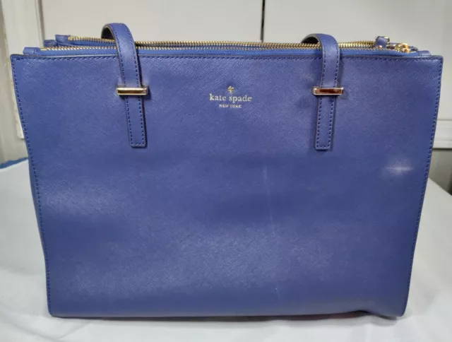 Kate Spade Cedar Street Jensen Tote Bag Blue Textured Saffiano Leather