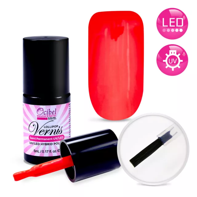 Ocibel France - Vernis Semi Permanent UV / LED 5ml - Néon Orange #2969 Manucure