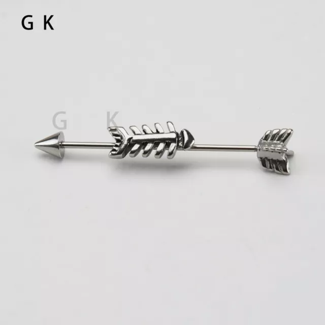 Stainless Steel Arrow Industrial Barbell Helix-Conch Cartilage Piercing 14G