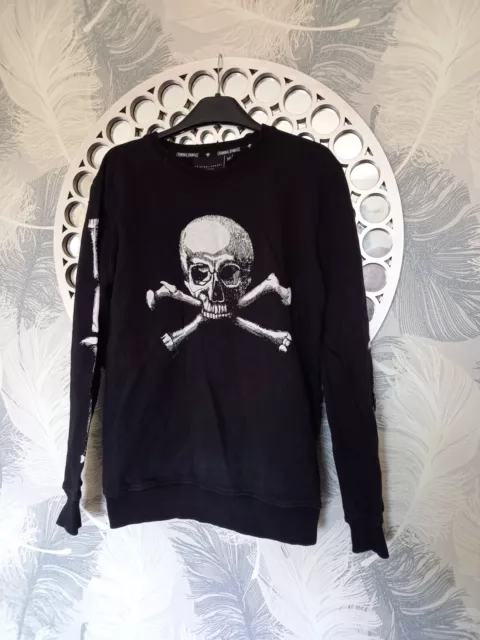 CRIMINAL DAMAGE mens xs Jumper Pullover Sweater Skulls Sweatshirt