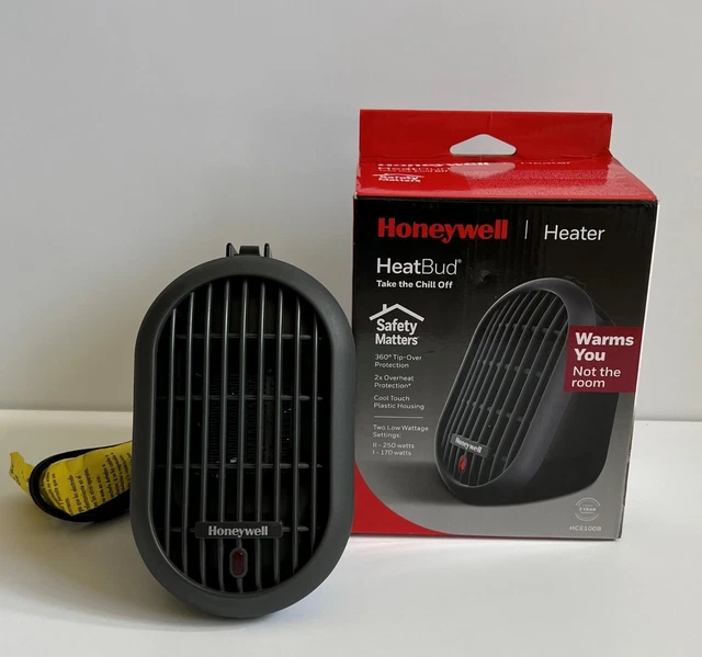HONEYWELL HEATBUD LOW Wattage 250W Ceramic Personal Heater, Black £27.94 -  PicClick UK