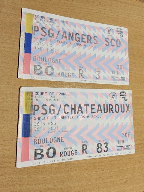 Lot De 4 Billets Match PSG – Toulouse – Lille – Anciens 1990 1991 – Ultras FFF