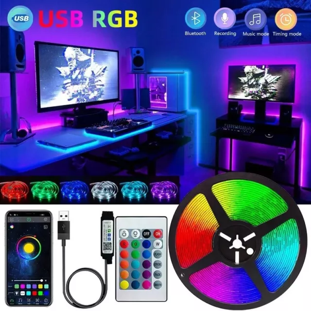 Striscia A Led Interni Pc Tv Casa Smd 5050 Rgb 3 Metri Bobina Usb E Telecomando