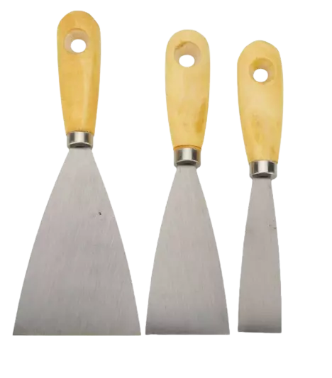 Spatule couteau de peintre à enduire manche bois (x3) - SPATULE X3
