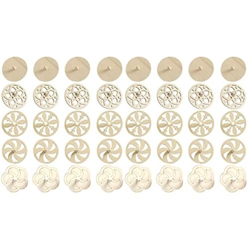Toyvian 40 Pieces Wooden Wooden Spinning Tops Unfinished Wood Spinning Tops K...