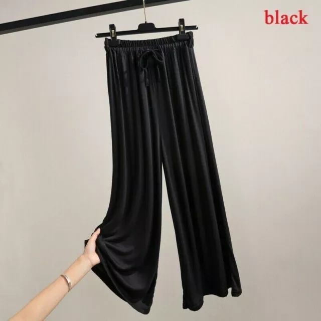 Femme Modal Desseré Pantalon Jambe Large Haut Élastique Taille Ample Décontracté