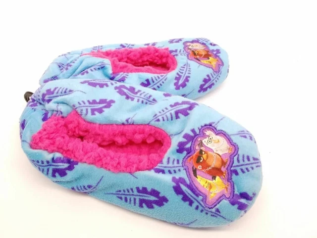 Angry Birds Girls Blue Fuzzy Fleece Lined Babba Slip On Slippers Size 13