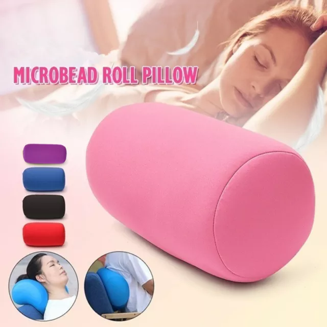 Microbead Roll Cushion Neck Waist Back Head Support Sleep Pillow Travel Durable