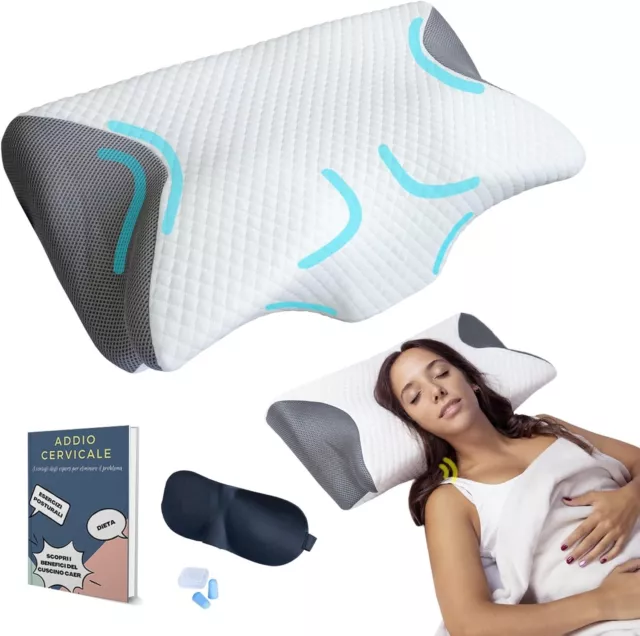 CAER - Cuscino Cervicale Ortopedico Memory Foam per Dormire