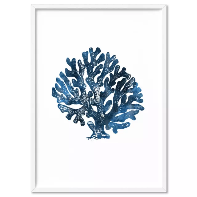 Hamptons Coral Art Print II. Blue Watercolour Nautical Coastal Wall Art | CSH-09
