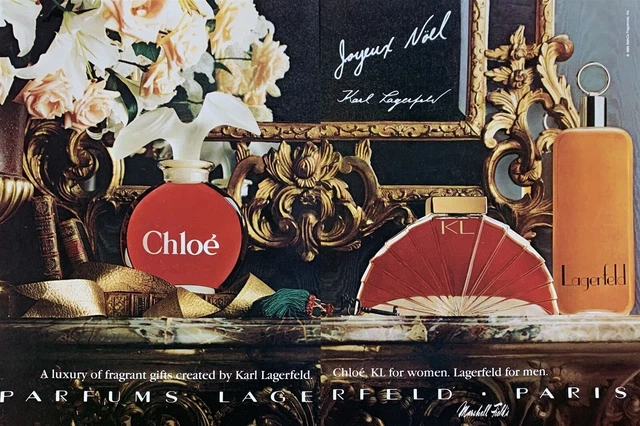 1989 CHLOE KL LAGERFELD Luxury Parfums Joyeux Noel Vintage PRINT AD