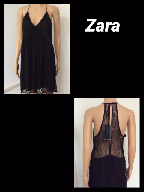 ZARA WOMAN (NWT) Contrast Lace Dress in Black Size Large 7521/046 $36.00 -  PicClick