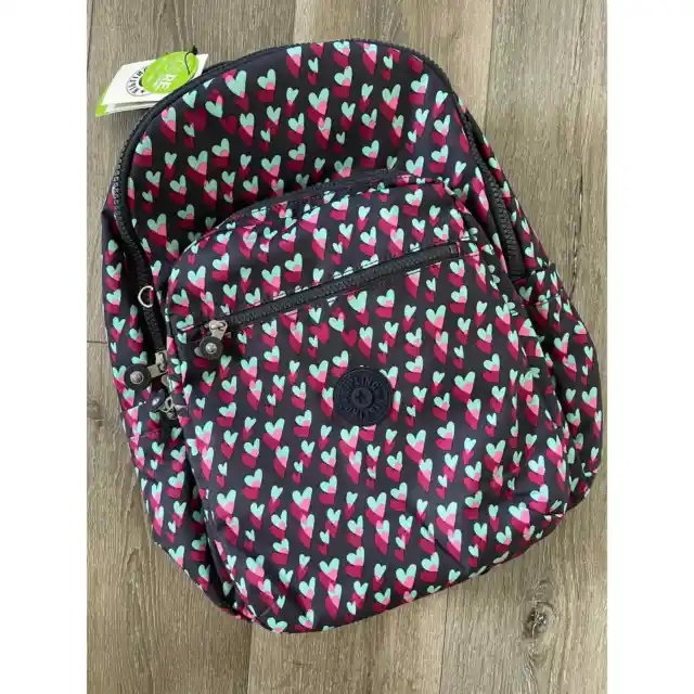 New Kipling Seoul Large Printed 15" Laptop Backpack Tender Hearts