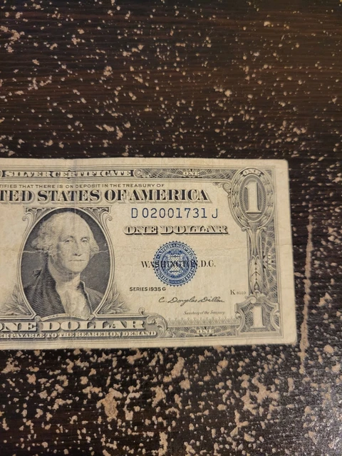 RARE 1935G $1 BLUE Seal SILVER Certificate! D02001731J