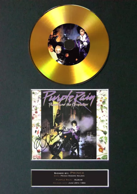 #146 PRINCE Purple Rain Mounted Signed Autograph GOLD CD Print A4