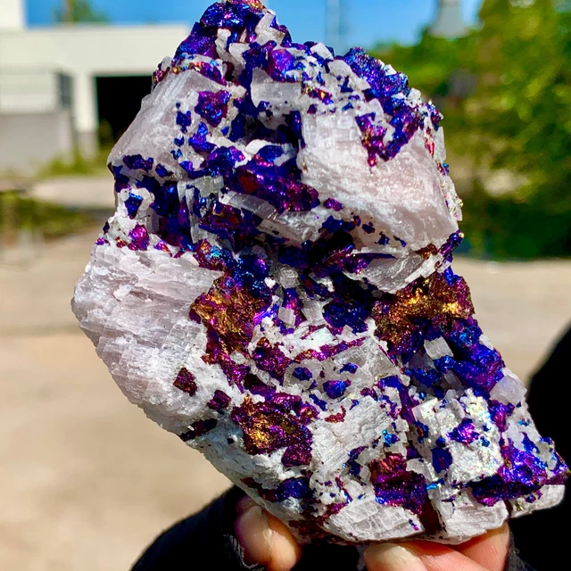 342G Natural Colorful Chalcopyrite Calci Crystal ClustRare Mineral Specimen