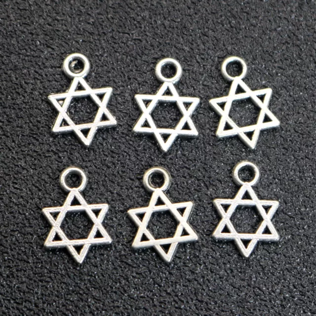 100 Tibet Silver Alloy "Star of David" Kabbalah Charm Pendants DIY Bracelet