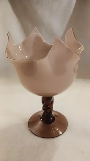 Handkerchief Art Glass Vase  Mauve/Lavender 9" Hand Blown