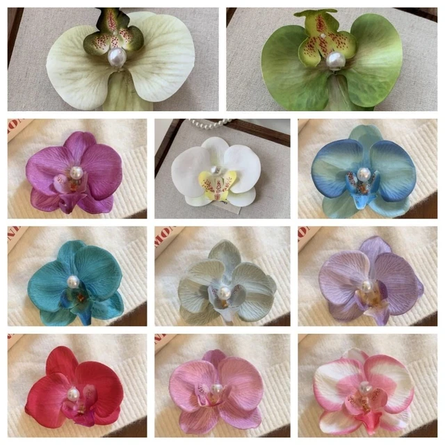 Pince clip à cheveux fleur d'orchidée violet coiffure pinup