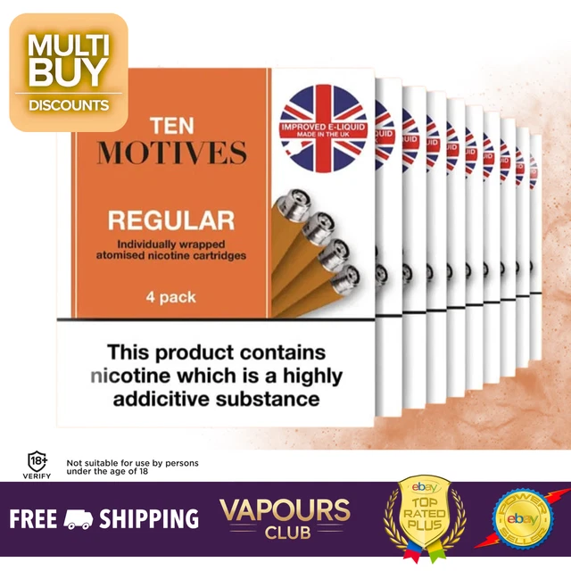 TEN MOTIVES REGULAR Tobacco Cartomizer Refills | 10 Motives Refill  Cartridges 7.99 - PicClick UK
