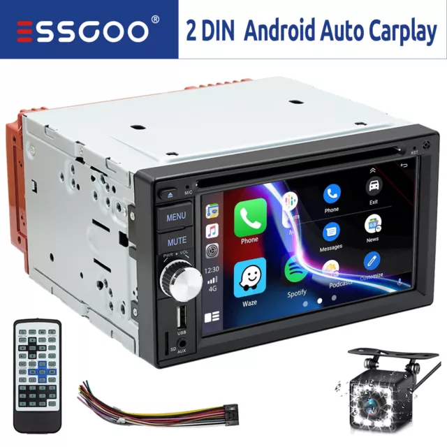 Doppel 2 DIN Carplay Android Auto Autoradio Mit Kamera CD DVD RDS 3USB Bluetooth