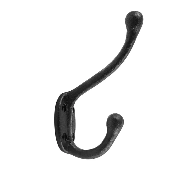 Wrought Iron Double Hook Black for Coats Towels Robes | Renovator's Supply